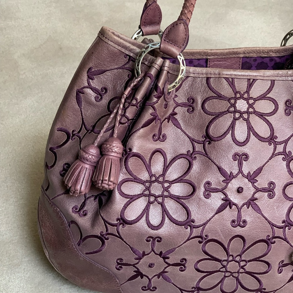 Brighton Valencia Embroidered Flower Leather Bag